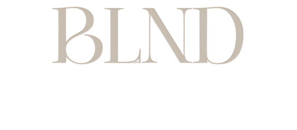 Beige 'BLND' logo on a white background